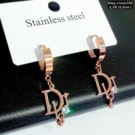 Сережки мед.сталь24К 10551 (3.5см)